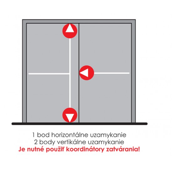 DA - Trojbodové panikové kovanie na dvojkrídlové dvere D2/1H-1D-1B S - Strieborná DA - Trojbodové panikové kovanie na dvojkrídlové dvere D2/1H-1D-1B S - Strieborná