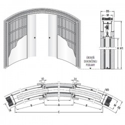 Stavebné puzdro ECLISSE CIRCULAR dvojkrídlové 1800 mm (2000/2100 mm x 125 mm) - Murivo