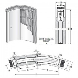 Stavebné puzdro ECLISSE CIRCULAR jednokrídlové 600 mm (2000/2100 mm x 125 mm) - Murivo