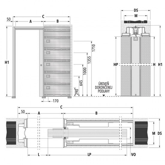 Stavebné puzdro ECLISSE SYNTESIS LINE jednokrídlové 915 mm (1933/2100 mm x 108/125/150 mm) - Murivo