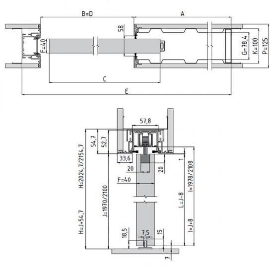 Stavebné puzdro JAP 702 AKTIVE STANDARD jednokrídlové 800 mm (1970/2100 mm x 125 mm) - Murivo