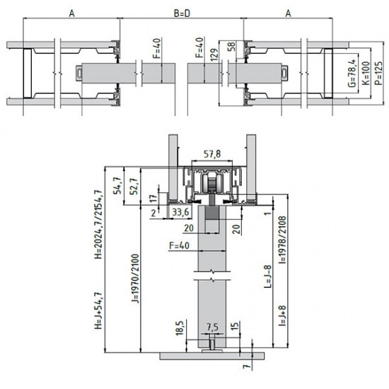 Stavebné puzdro JAP 713 EMOTIVE KOMFORT dvojkrídlové 2050 mm (1970/2100 mm x 125 mm) - Sadrokartón