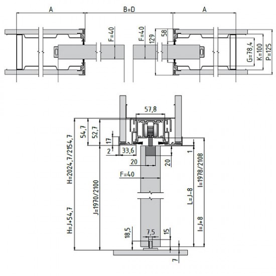 Stavebné puzdro JAP 713 EMOTIVE KOMFORT dvojkrídlové 1850 mm (1970/2100 mm x 125 mm) - Murivo