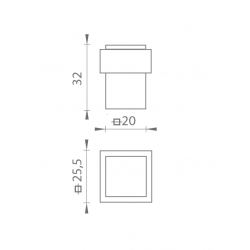 TI - Zarážka dverí hranatá - 2617 GRM - grafit matný (141)