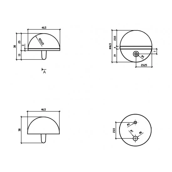 AS - Zarážka dverí POLKOPULKA - DS21 CHL - chróm lesklý (LC)