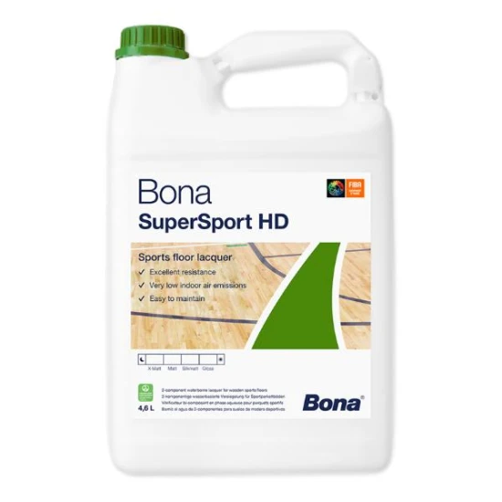 Lak Bona SuperSport HD mat 5 L 2-zložkový vrchný PU na vodnej báze (4,59 L lak + 0,41 L tužidlo)