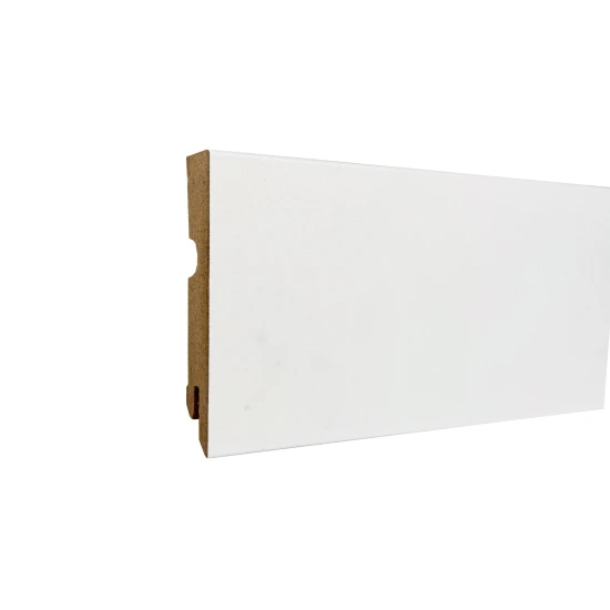 Lišta soklová SOLIDSTEP 80 hranatá MDF fólia Biela pretierateľná 80x14x2400 mm