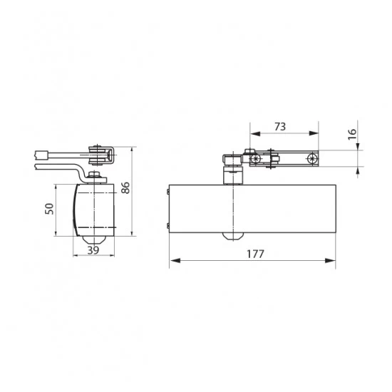 GZ - TS 1500 Ramienkový samozatvárač BIM - biela matná (RAL9016)
