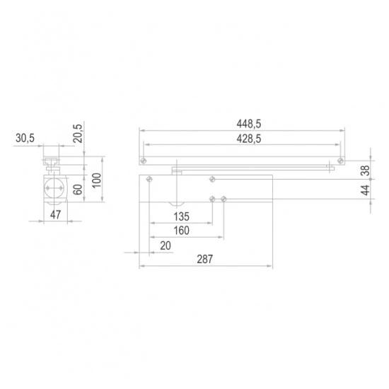 GZ - TS 5000 Samozatvárač s klznou lištou HNM - hnedá matná