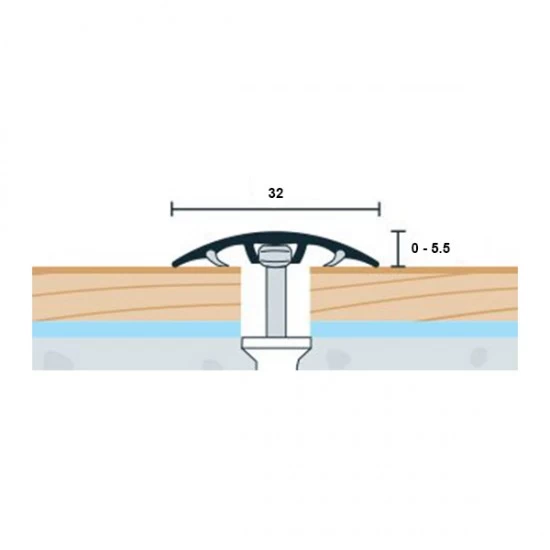 Prechodová lišta WELL zlatá matná 32 mm - nivelácia 0-5,5 mm Prechodová lišta WELL zlatá matná 32 mm - nivelácia 0-5,5 mm