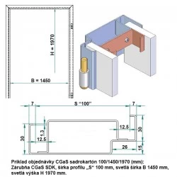 Oceľová Zárubňa CgAS 145/197 - Bez tesnenia - Prepravný náter (červenohnedá) - sadrokartón