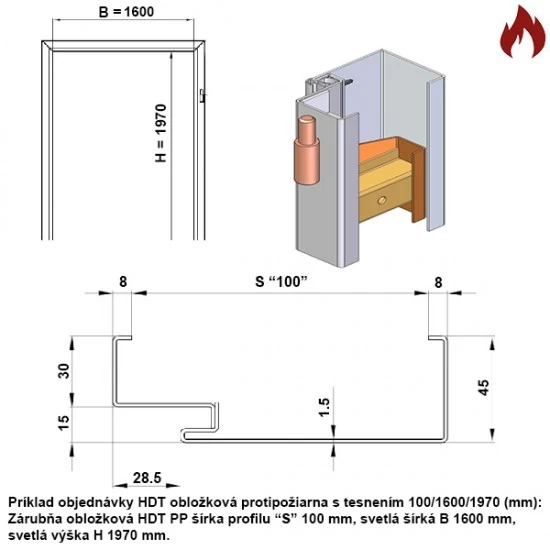 Protipožiarna Oceľová Obložková Zárubňa HDT EI60, EW120 - 160/197 - S tesnením - Prepravný náter (červenohnedá) - murivo/tvárnica, sadrokartón, drevo Protipožiarna Oceľová Obložková Zárubňa HDT EI60, EW120 - 160/197 - S tesnením - Prepravný náter (červenohnedá) - murivo/tvárnica, sadrokartón, drevo