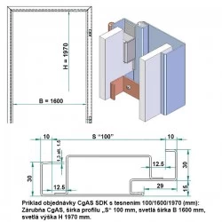 Oceľová Zárubňa CgAS 160/197 - S tesnením - Prepravný náter (červenohnedá) - sadrokartón