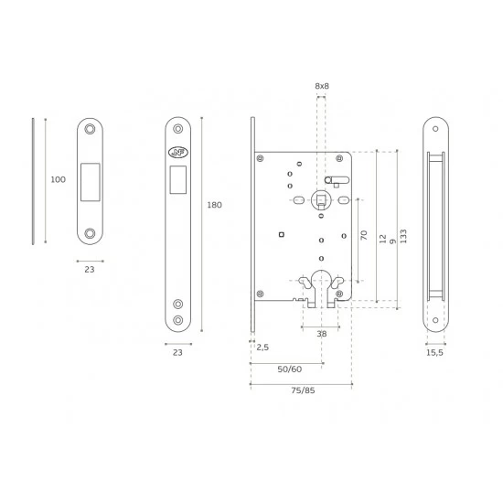 JNF - MAGNETICKÝ ZÁMOK IN.20.808.50 NEM - nerez matná