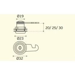 JNF - ZÁMOK NA SKRINKU IN.07715.R 20 mm POB - pozink biely