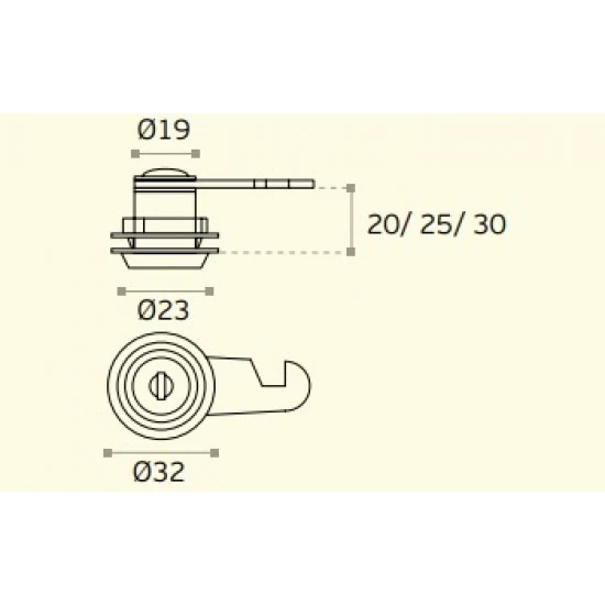 JNF - ZÁMOK NA SKRINKU IN.07715.R 20 mm POB - pozink biely