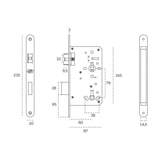 JNF - ZÁMOK WC 78 IN.20.986.R NEM - nerez matná