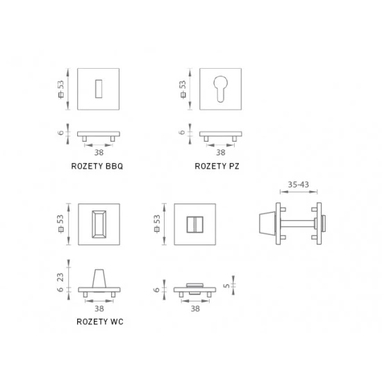 MP - HR SQ6 - Rozeta NIM - nikel matný (MSN)