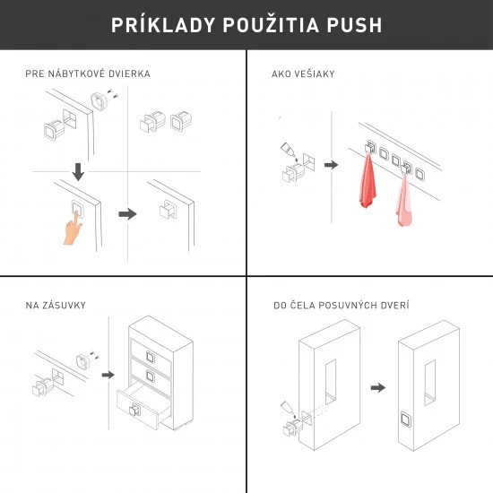 PR - Úchytka PUSH HR NIM - nikel matný (E216)