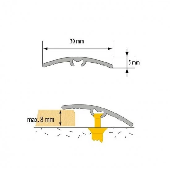 Oblý prechodový profil AL CEZAR - 30 x 5 x 930 mm - Samolepiaco-narážací - LW305w1 - Fólia Dub pálený - 9331709