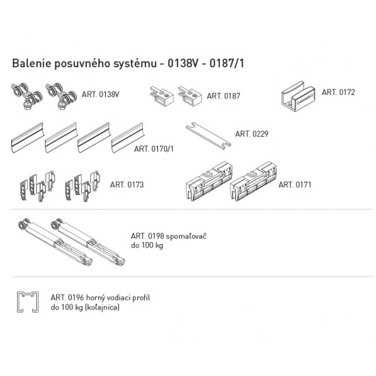 SC - POSUVNÝ SYSTÉM 100 SILENT GLASS S 100 KG SP 