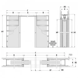 Stavebné puzdro ECLISSE SYNTESIS LINE dvojkrídlové 1230 mm (1933/2100 mm x 100/125/150 mm) - Sadrokartón