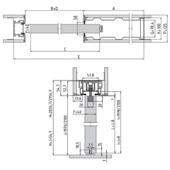 Stavebné puzdro JAP 702 AKTIVE STANDARD jednokrídlové 700 mm (1970/2100 mm x 125 mm) - Murivo