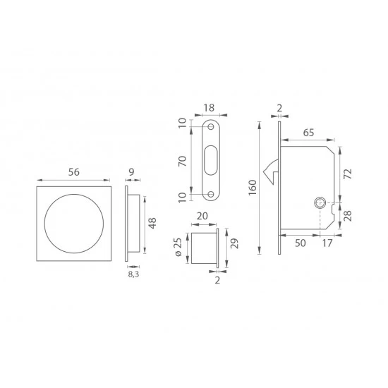TI - Set na posuvné dvere 2849 WC - HR CIM - čierna matná (153)