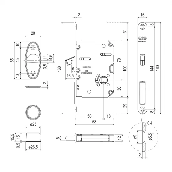AGB - Zámok SCIVOLA TRE CLASS - WAVE WC BIM - biela matná (FM)