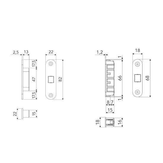AGB - TOUCH set pevných magnetov - hliník/drevo CIM - čierna matná (93)