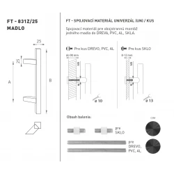 FT - MADLO kód 831Z 25x25 mm UN ks CIM - čierna matná (FNO) FT - MADLO kód 831Z 25x25 mm UN ks CIM - čierna matná (FNO)