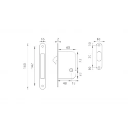 FT - Zámok na posuvné dvere 61/50 WC NIL - nikel lesklý (F28)