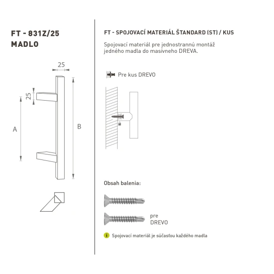 FT - MADLO kód 831Z 25x25 mm ST ks CIM - čierna matná (FNO)