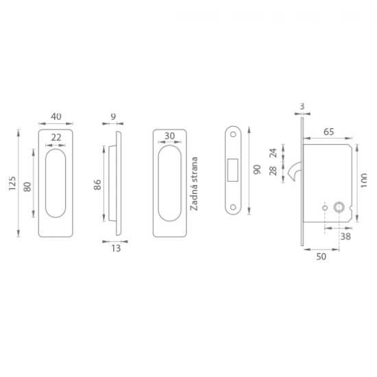 JNF - Set na posuvné dvere - WC- HR NEM - nerez matná