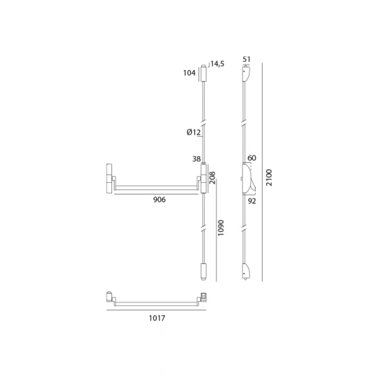 JNF - PANIKOVÉ KOVANIE 2B - IN.20.954 - 2D PK/KL s kľučkou a cylindrickou  vložkou NEREZ NEM - nerez matná