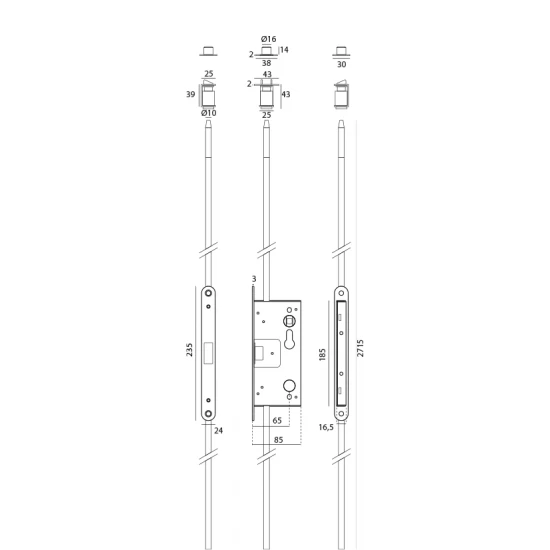JNF - PANIKOVÝ PROTIPOŽIARNY ZÁMOK 3B - IN.20.960.C STM - strieborná matná