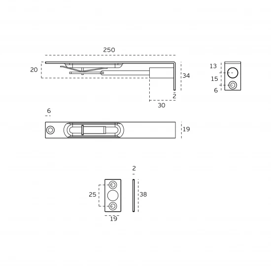 JNF - ZÁSTRČ DVERÍ IN.17.614.250 NEM - nerez matná