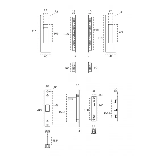 JNF - MAGNETICKÝ ZÁMOK NA POSUVNÉ DVERE IN.20.925 MEM PVD - meď matná (TCO)