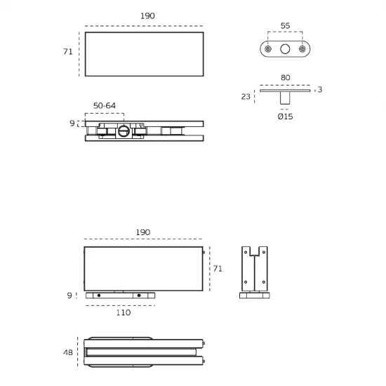 JNF - SET NA SKLO - hydraulický pivot IN.81.203 HNM PVD - hnedá matná (TCH)