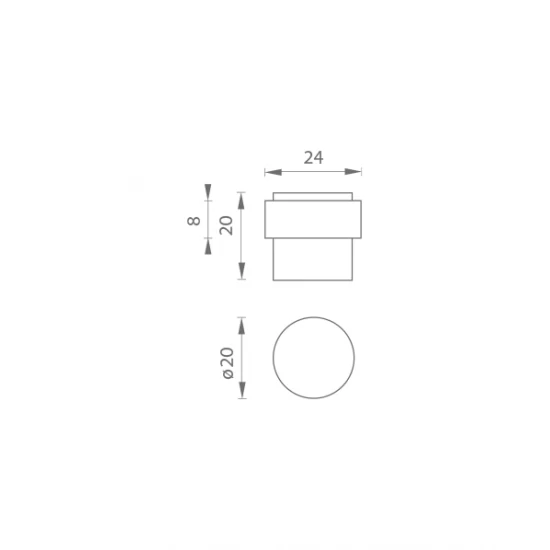 JNF - Zarážka dverí IN.13.121.20.TG ZLM PVD - zlatá matná (TG)