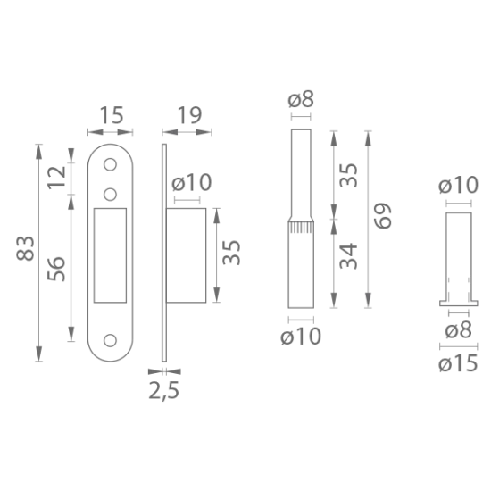 LR - SPODNÝ ZÁVES NA SKLENENÉ DVERE horizonttal skrutkovací 11.87.620.0 POB - pozink biely