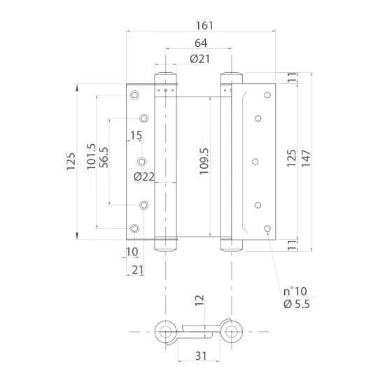 LR - ZÁVES NA KÝVNE DVERE 125 mm 11.89.303.0 