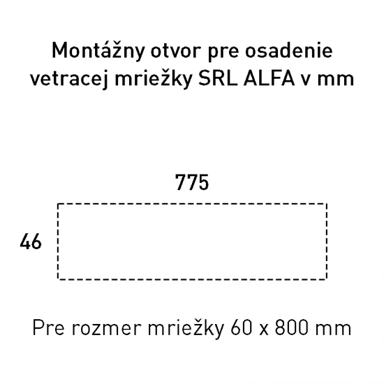 MP - Vetracia mriežka 60 x 800 mm STM - strieborná matná (F1)