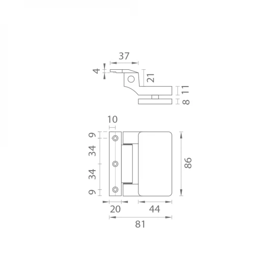 MP - UNIQUE R8 - Pánt na sklo s platničkou vertikálny - pár NEM - nerez matná (BSS) MP - UNIQUE R8 - Pánt na sklo s platničkou vertikálny - pár NEM - nerez matná (BSS)