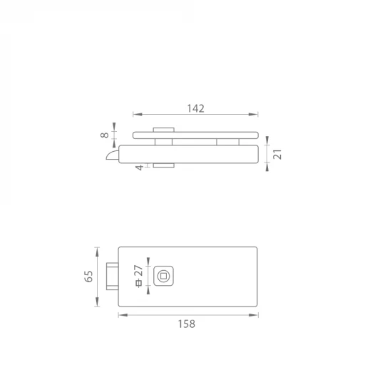 MP - UNIQUE R8 - ZÁMOK na sklenené dvere - bez otvoru predný CIM - čierna matná (PBK-MS)