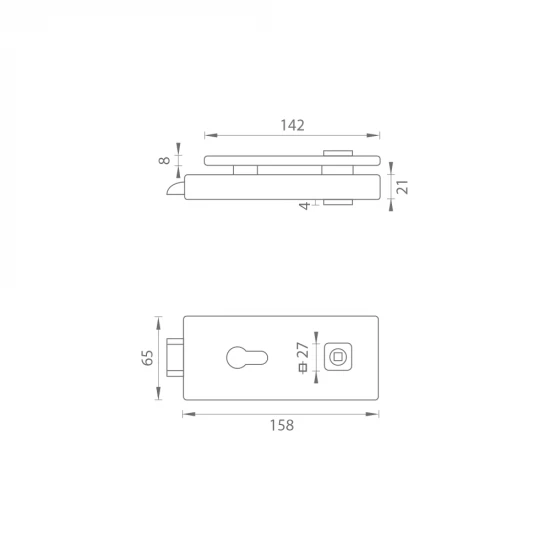 MP - UNIQUE R8 - ZÁMOK na sklenené dvere - PZ NEM - nerez matná (BSS)