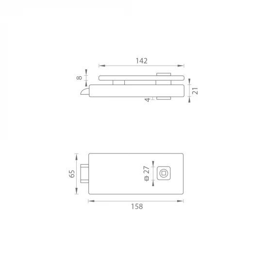 MP - UNIQUE R8 - ZÁMOK na sklenené dvere - bez otvoru zadný NEM - nerez matná (BSS)