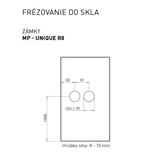 MP - UNIQUE R8 - ZÁMOK na sklo s kľučkou STELLA - PZ CIM - čierna matná