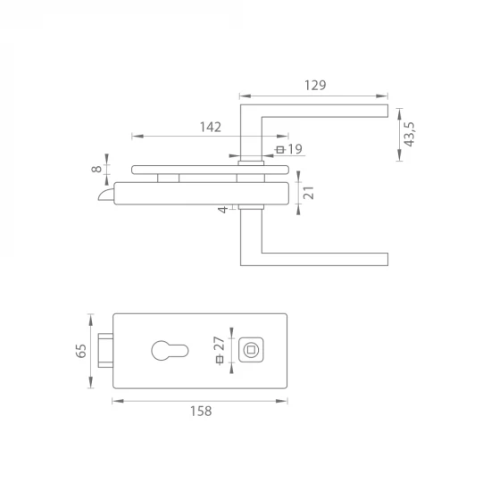 MP - UNIQUE R8 - ZÁMOK na sklo s kľučkou SULLA - PZ CIM - čierna matná