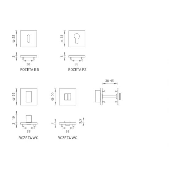 MP - ROZETY - HR 3SM CIM PVD - čierna matná PVD (SB)
